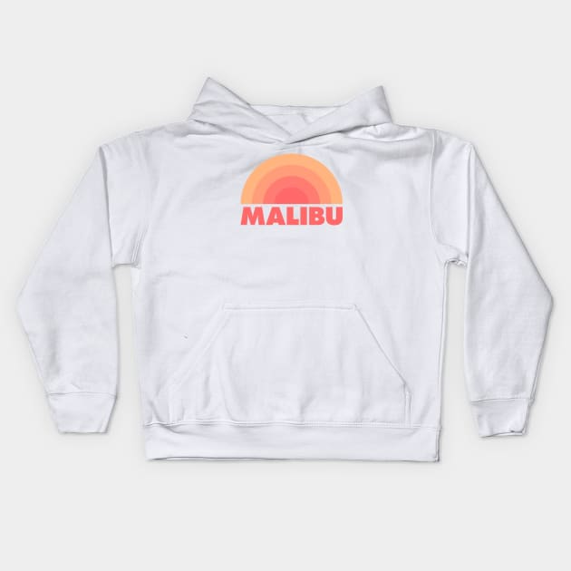 Malibu Retro Rainbow Badge Orange Kids Hoodie by modeoftravel